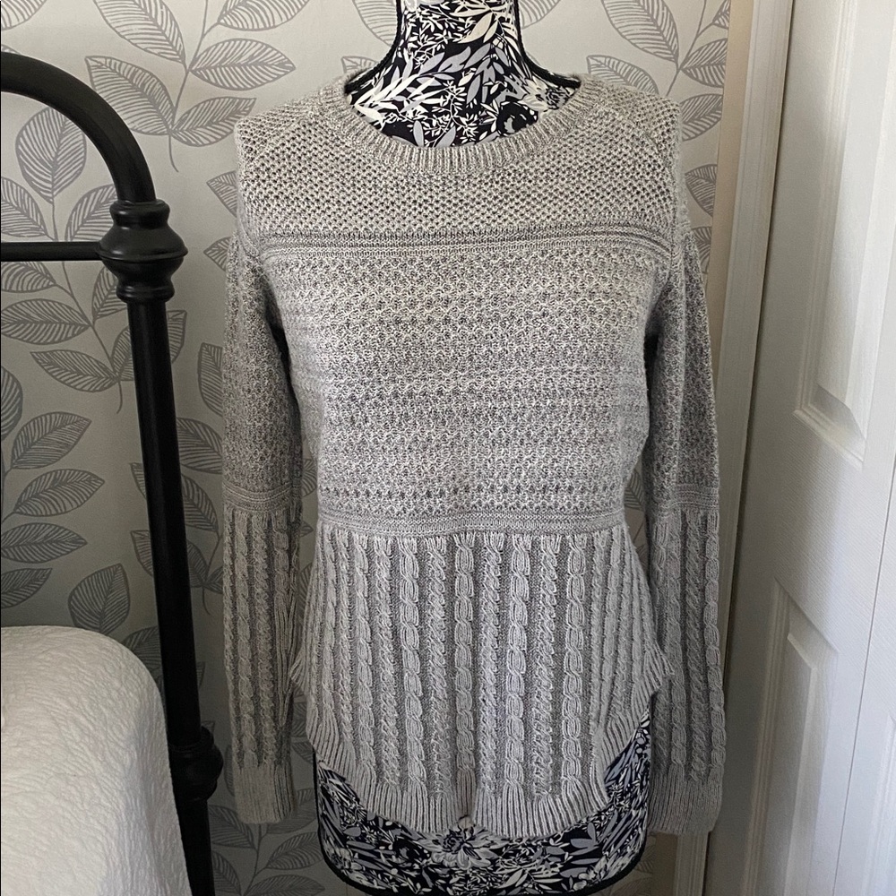 Athleta Borealis Cable Knit Wool Blend Sweater in gray - Picture 2 of 9